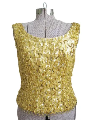 1950s Evening Top Beaded Gold Sequin