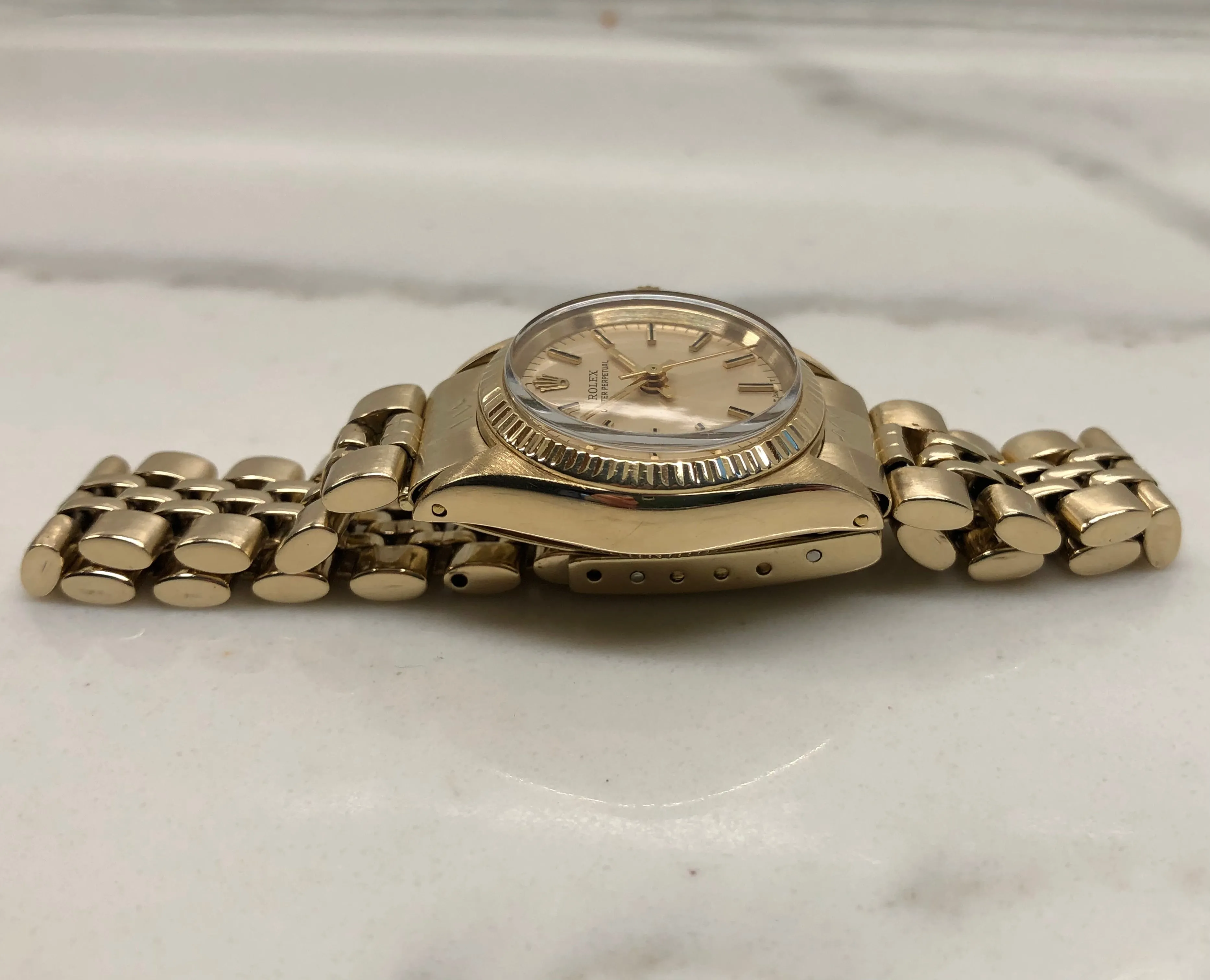 1973 Rolex Oyster Perpetual 6719 14K Yellow Gold Ladies Jubilee Bracelet Automatic Wristwatch