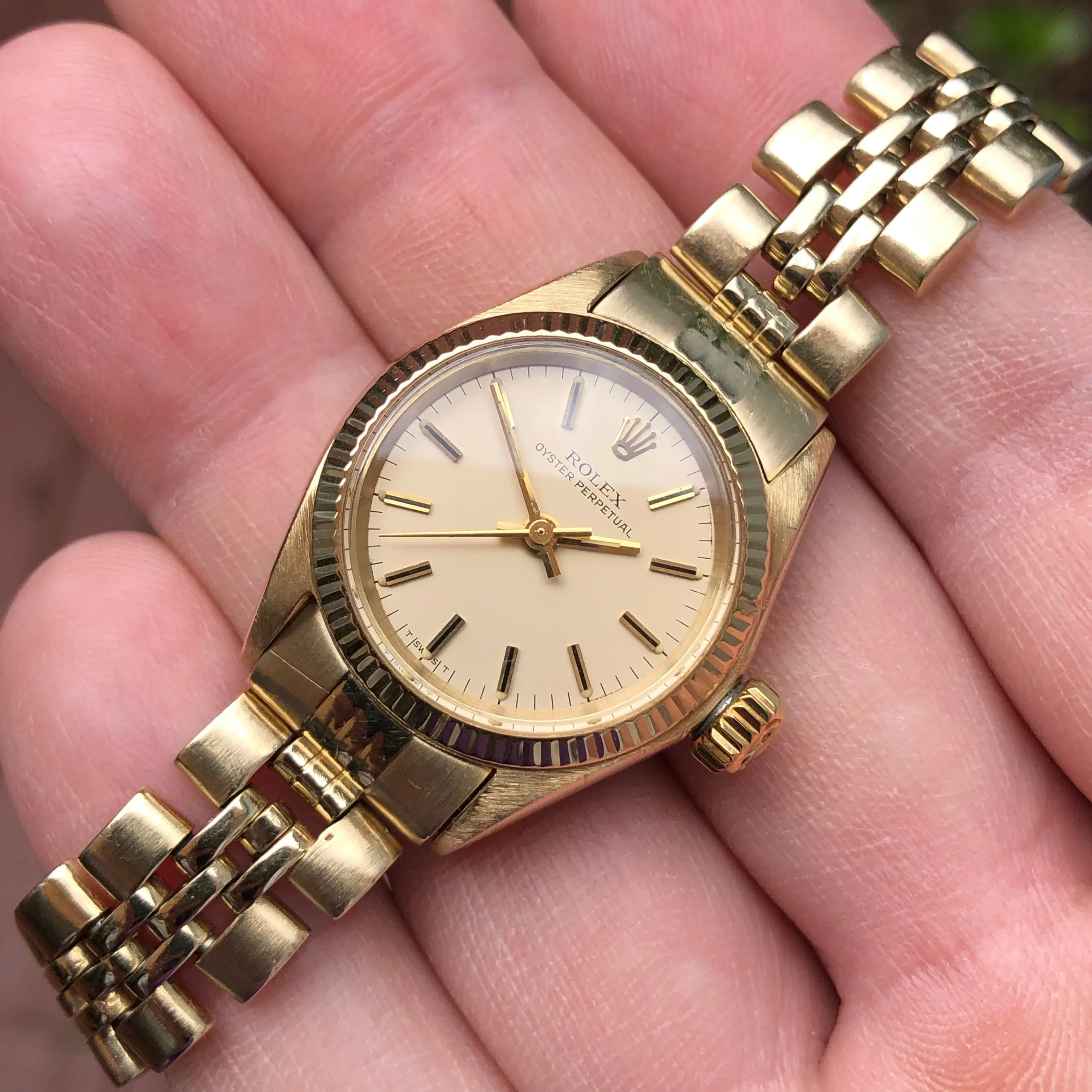 1973 Rolex Oyster Perpetual 6719 14K Yellow Gold Ladies Jubilee Bracelet Automatic Wristwatch