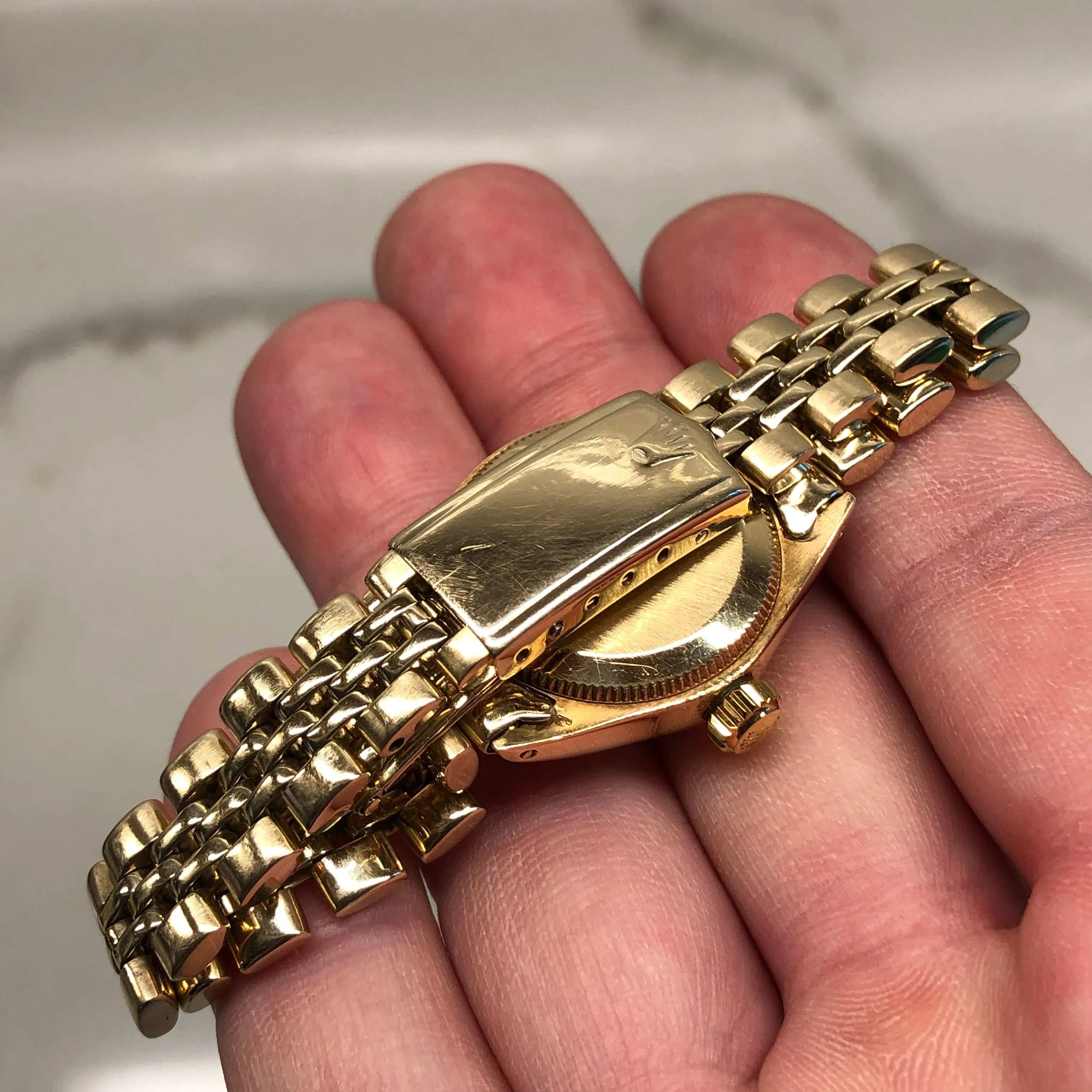 1973 Rolex Oyster Perpetual 6719 14K Yellow Gold Ladies Jubilee Bracelet Automatic Wristwatch