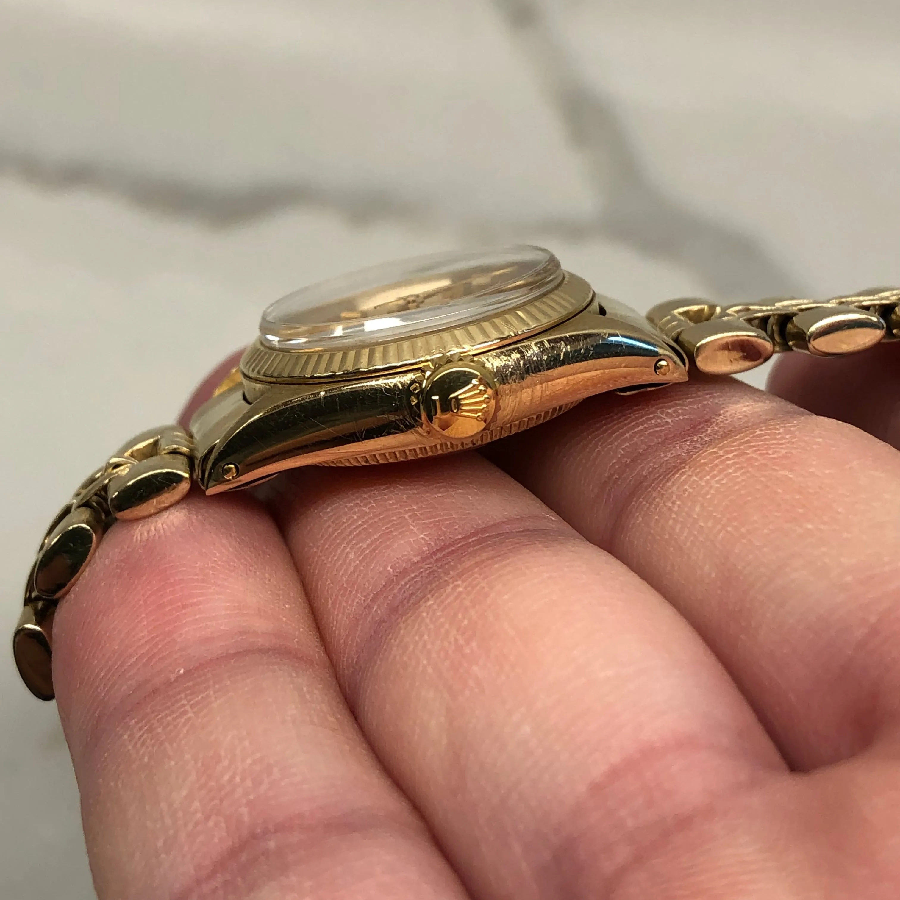 1973 Rolex Oyster Perpetual 6719 14K Yellow Gold Ladies Jubilee Bracelet Automatic Wristwatch
