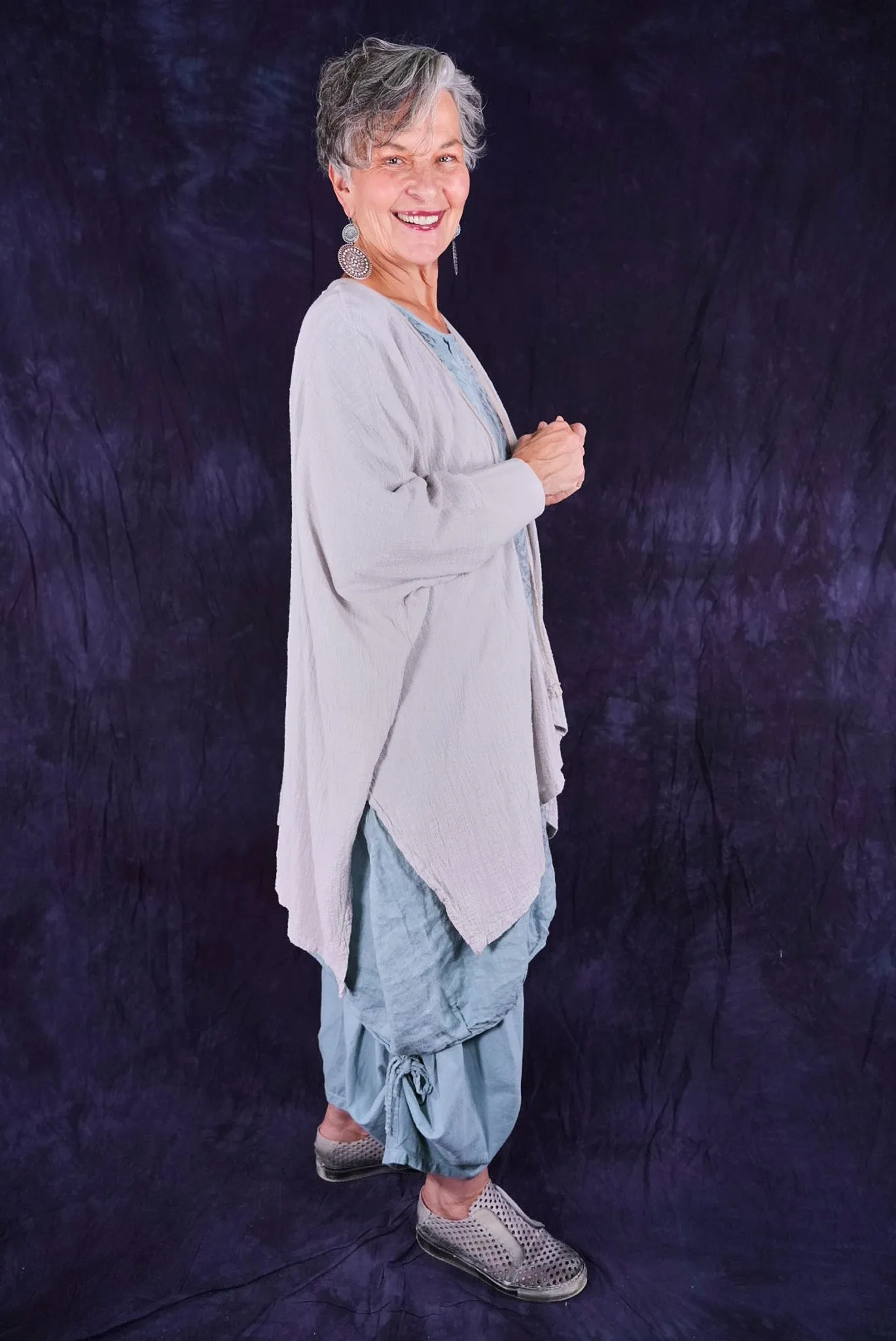 5234 Textured Cardi Pearl Smoke