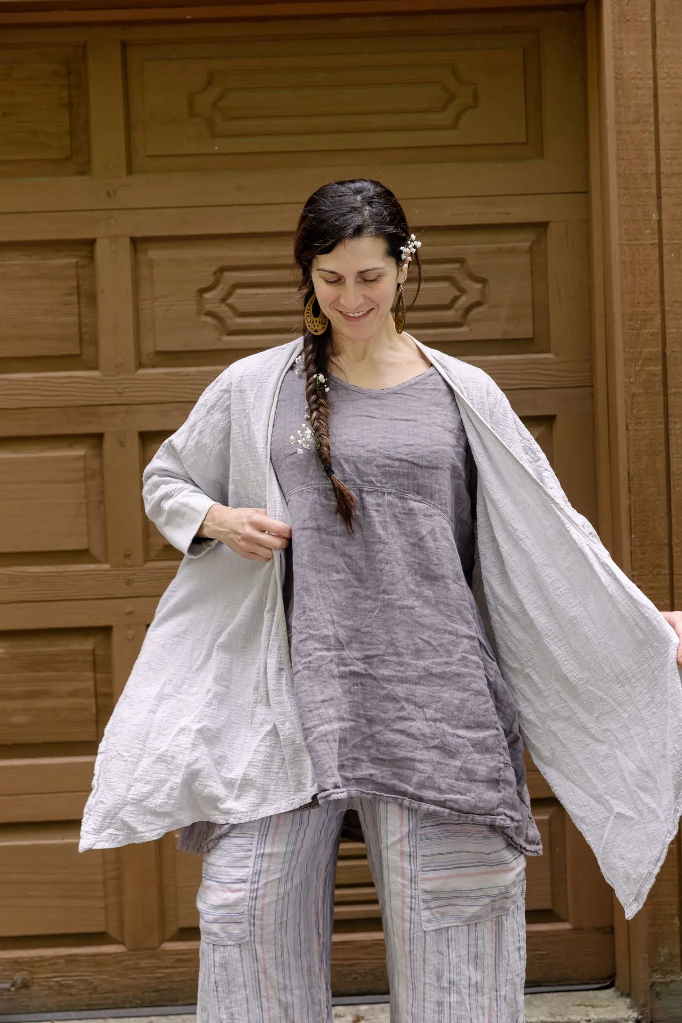 5234 Textured Cardi Pearl Smoke