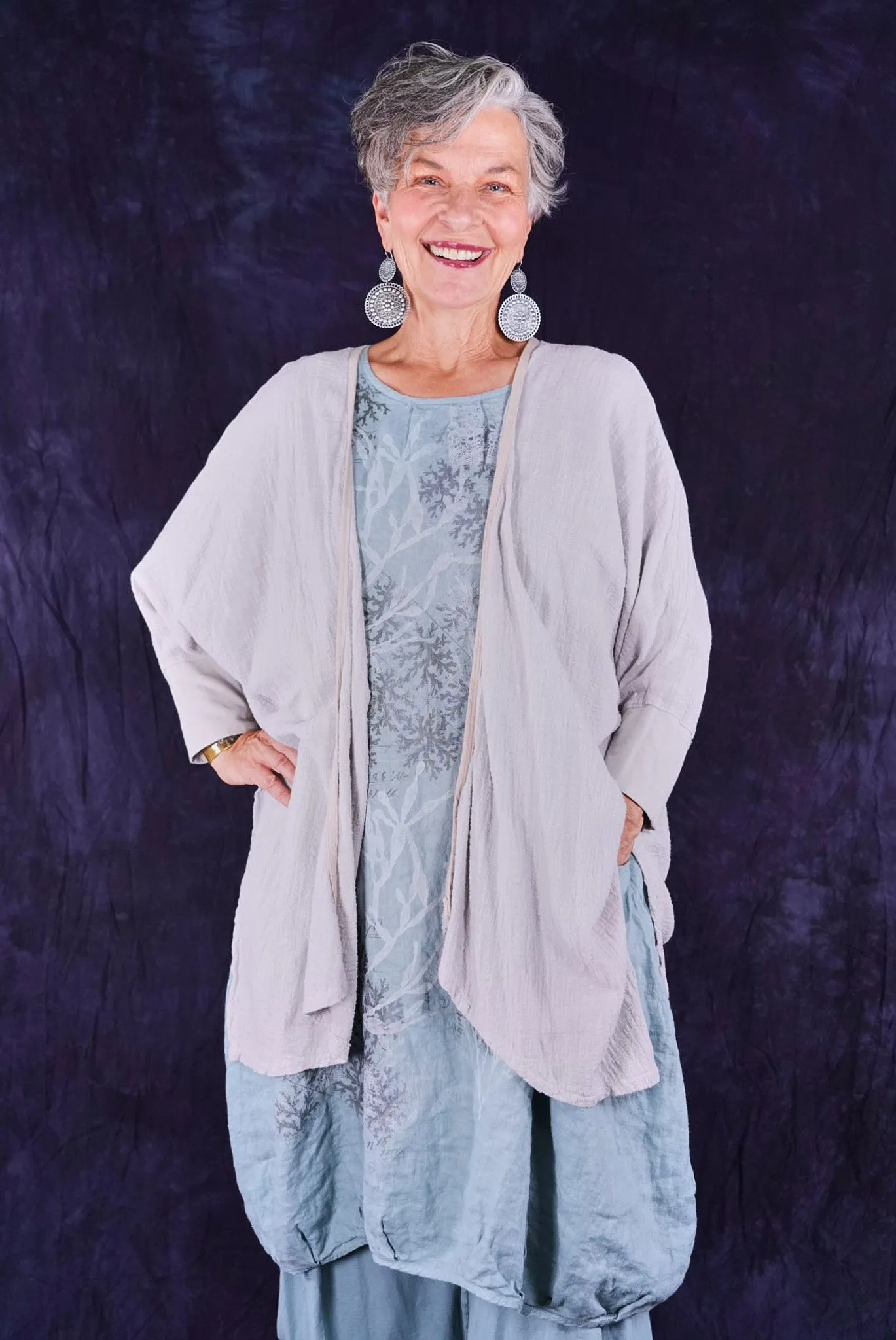 5234 Textured Cardi Pearl Smoke