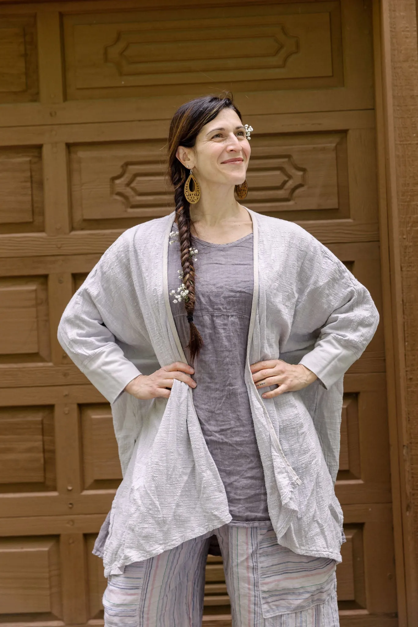 5234 Textured Cardi Pearl Smoke