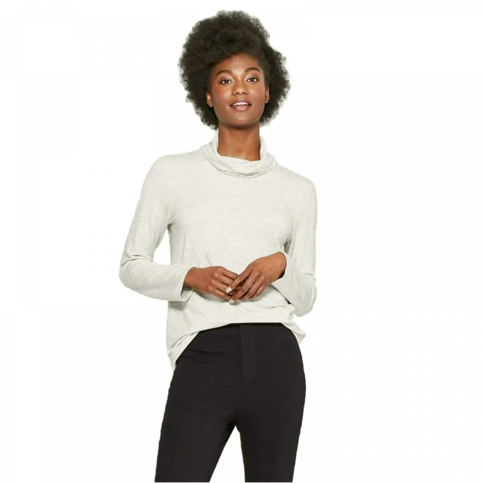 A New Day Women's Long Sleeve Funnel Neck Tunic Shirt Top