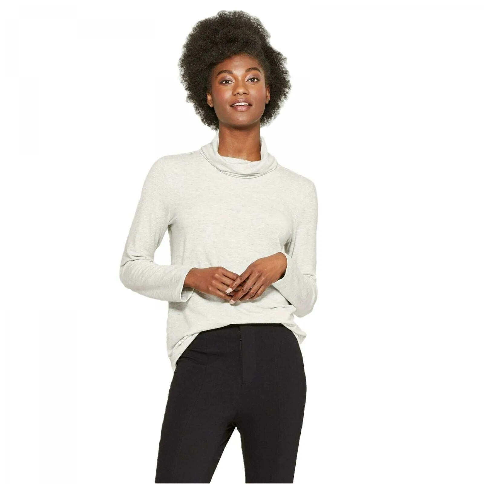 A New Day Women's Long Sleeve Funnel Neck Tunic Shirt Top