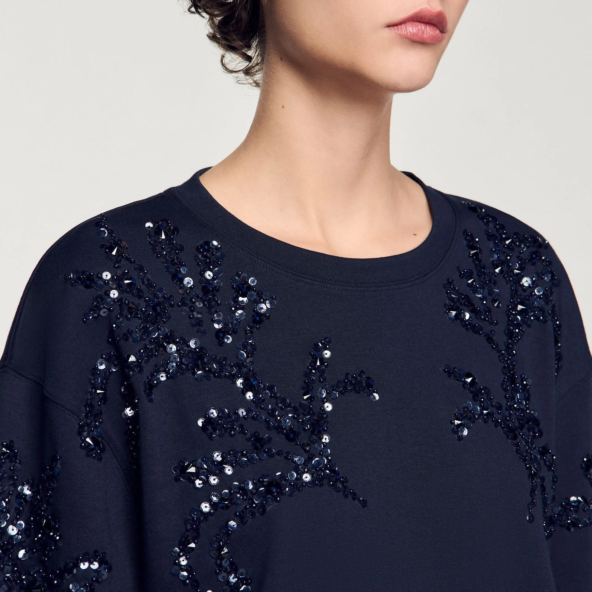 Algarve T-Shirt With Beaded Details Navy Blue
