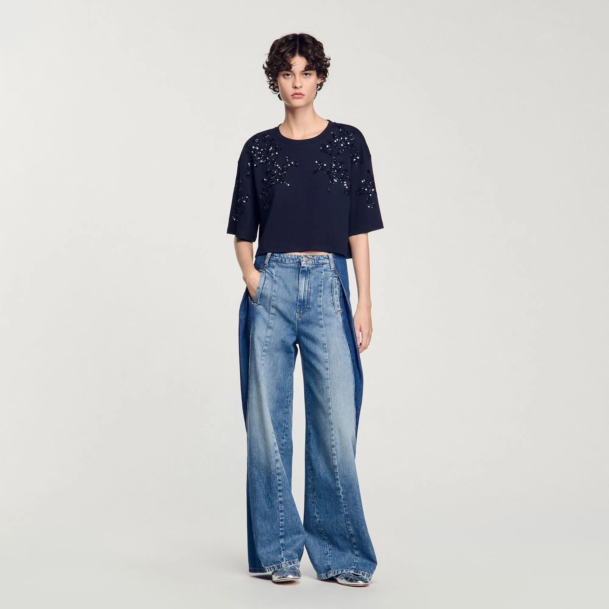 Algarve T-Shirt With Beaded Details Navy Blue
