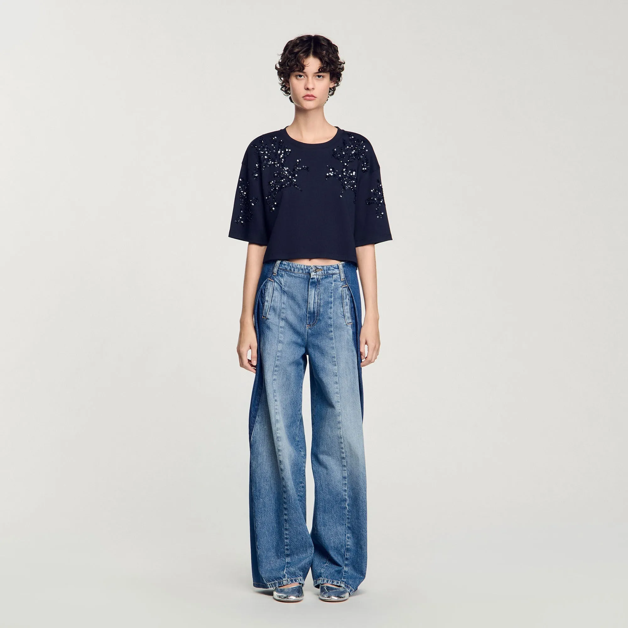 Algarve T-Shirt With Beaded Details Navy Blue