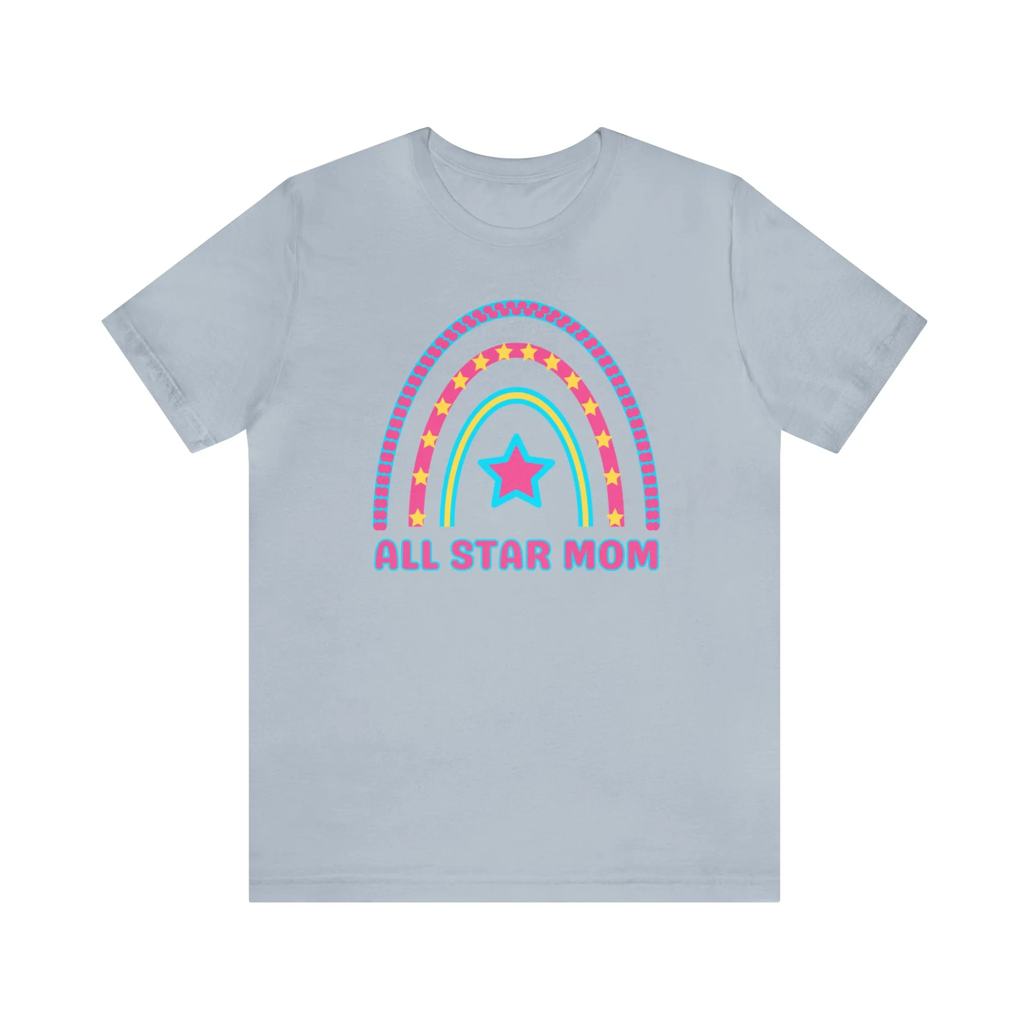 All Star Mom Pink Heart T-Shirt | Rainbow Mom Tee |  Bella Canvas 3001 Unisex |  Mother Short Sleeve Tshirt