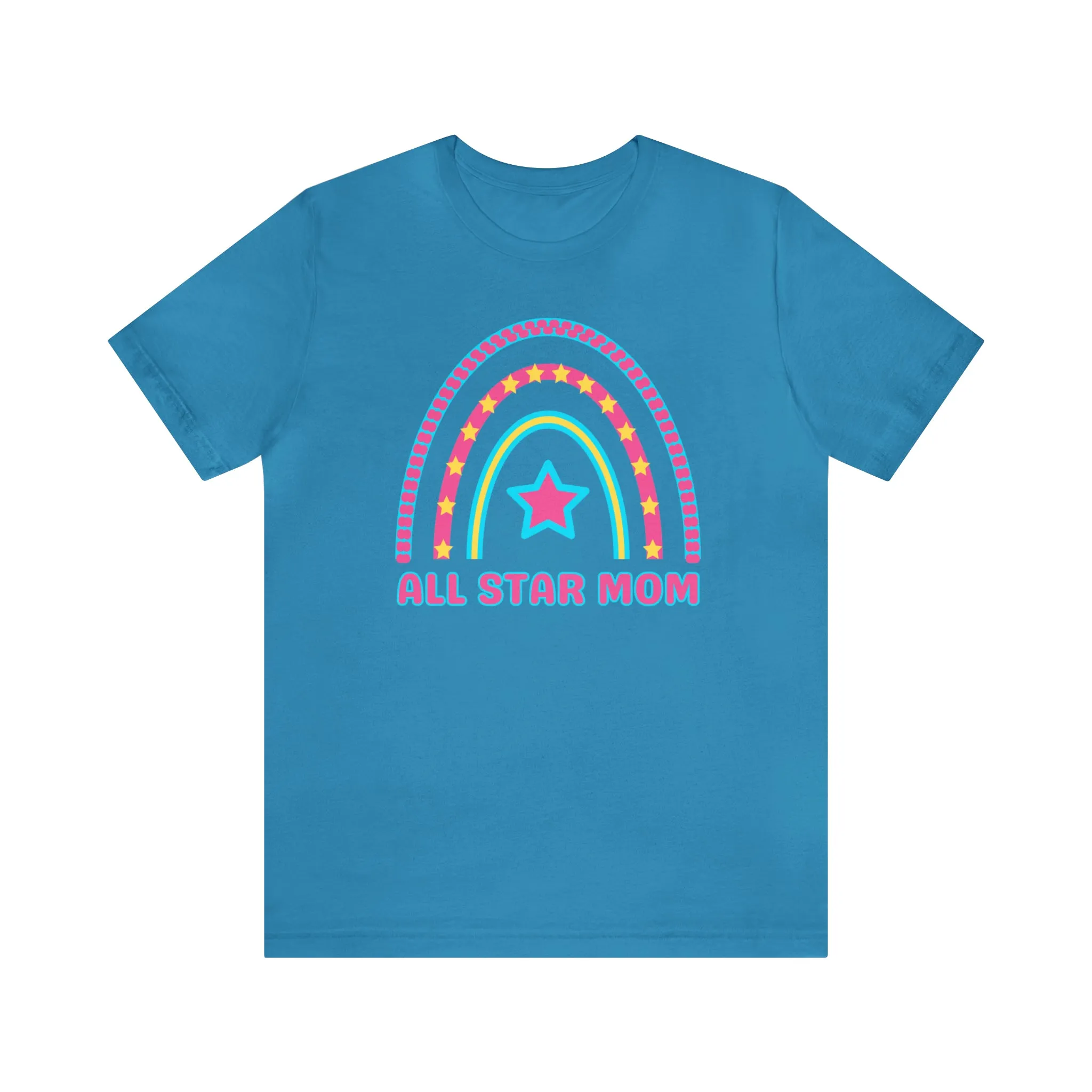 All Star Mom Pink Heart T-Shirt | Rainbow Mom Tee |  Bella Canvas 3001 Unisex |  Mother Short Sleeve Tshirt