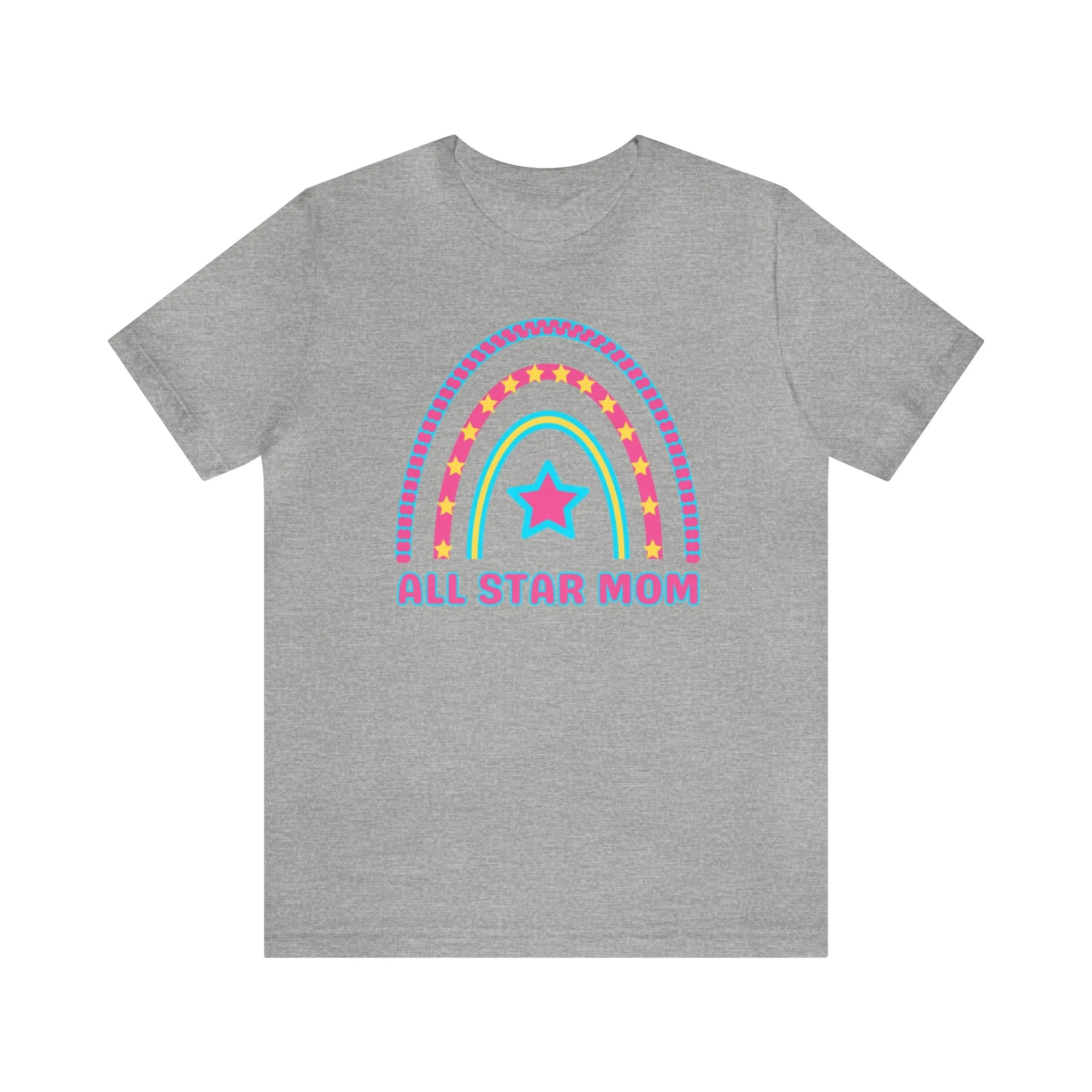 All Star Mom Pink Heart T-Shirt | Rainbow Mom Tee |  Bella Canvas 3001 Unisex |  Mother Short Sleeve Tshirt