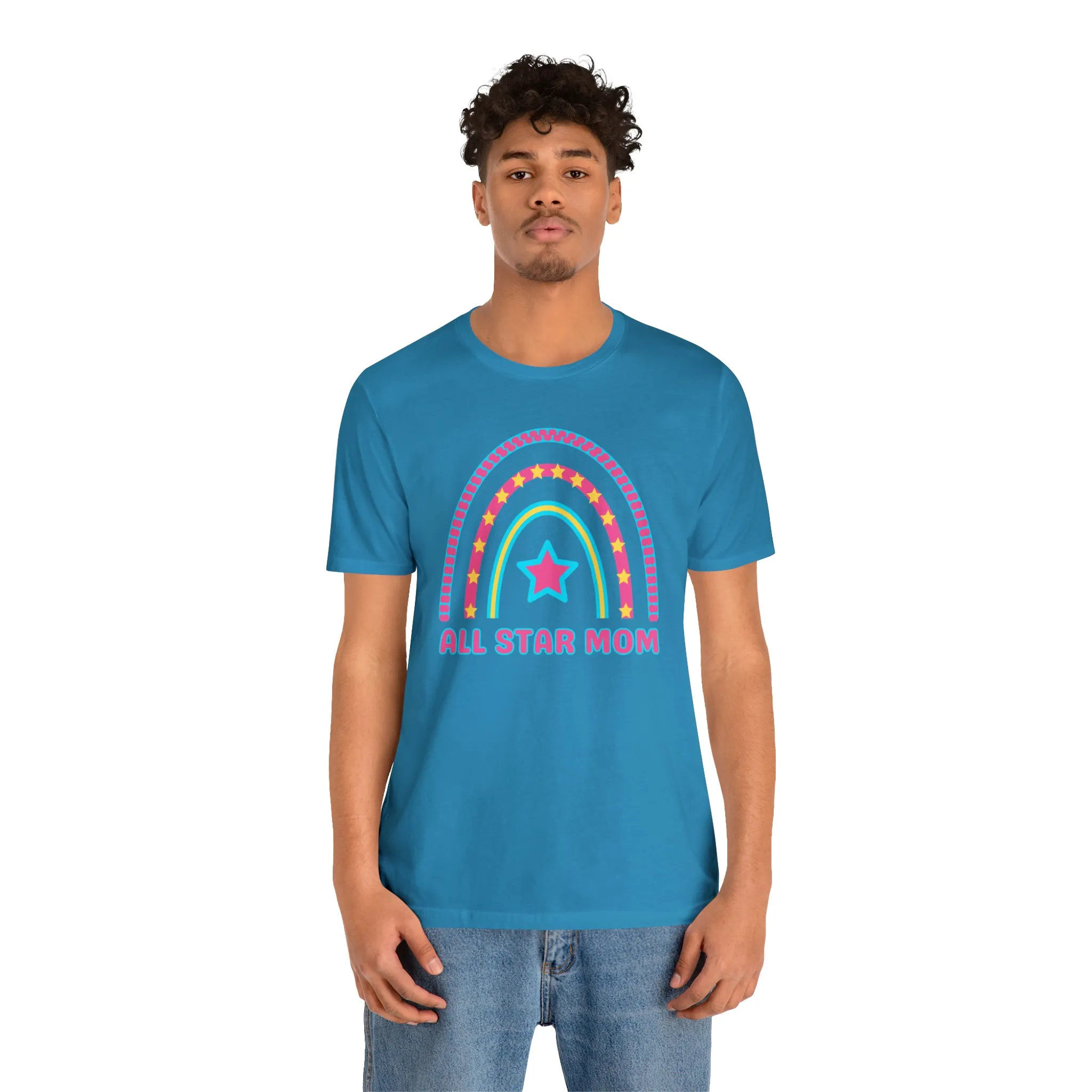 All Star Mom Pink Heart T-Shirt | Rainbow Mom Tee |  Bella Canvas 3001 Unisex |  Mother Short Sleeve Tshirt