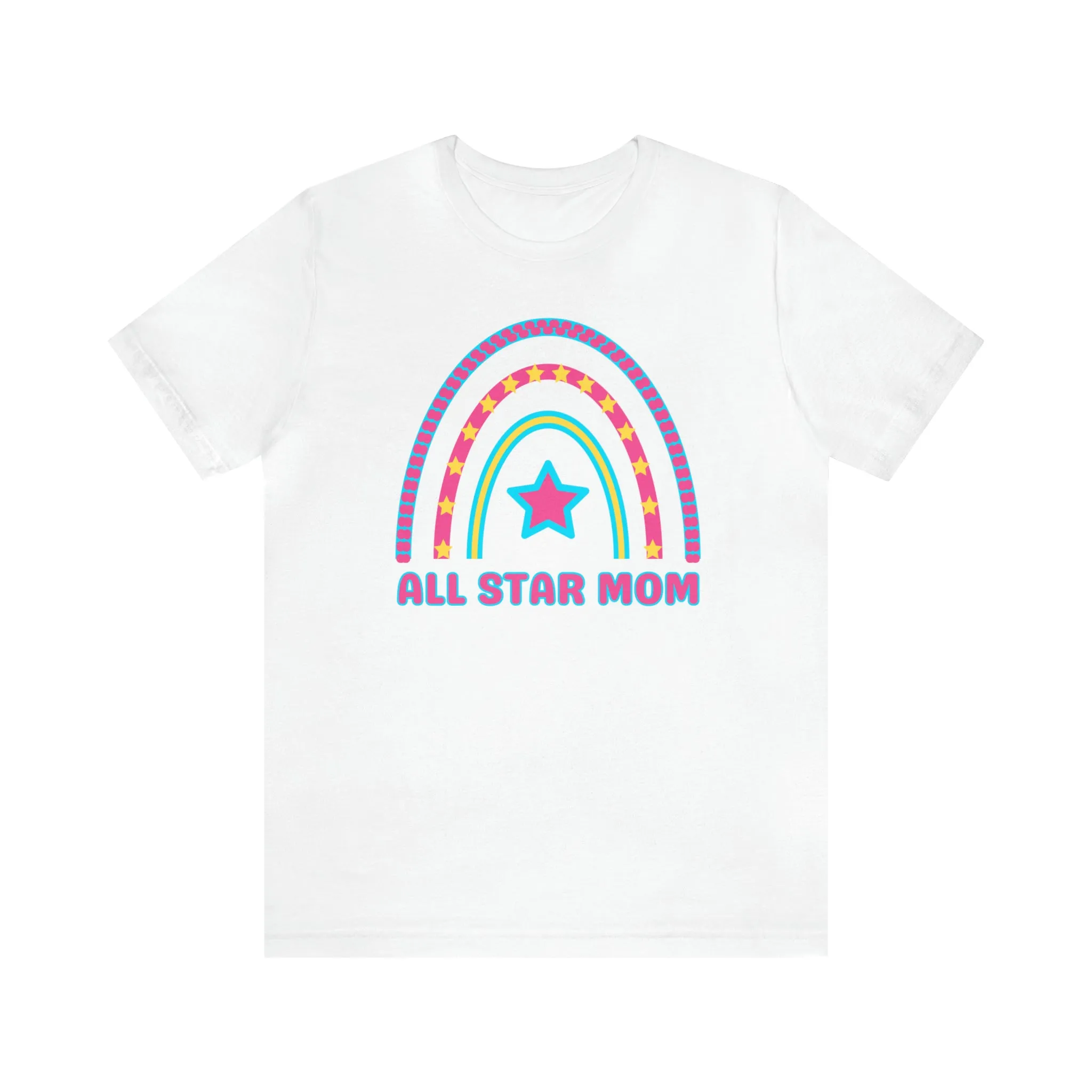 All Star Mom Pink Heart T-Shirt | Rainbow Mom Tee |  Bella Canvas 3001 Unisex |  Mother Short Sleeve Tshirt