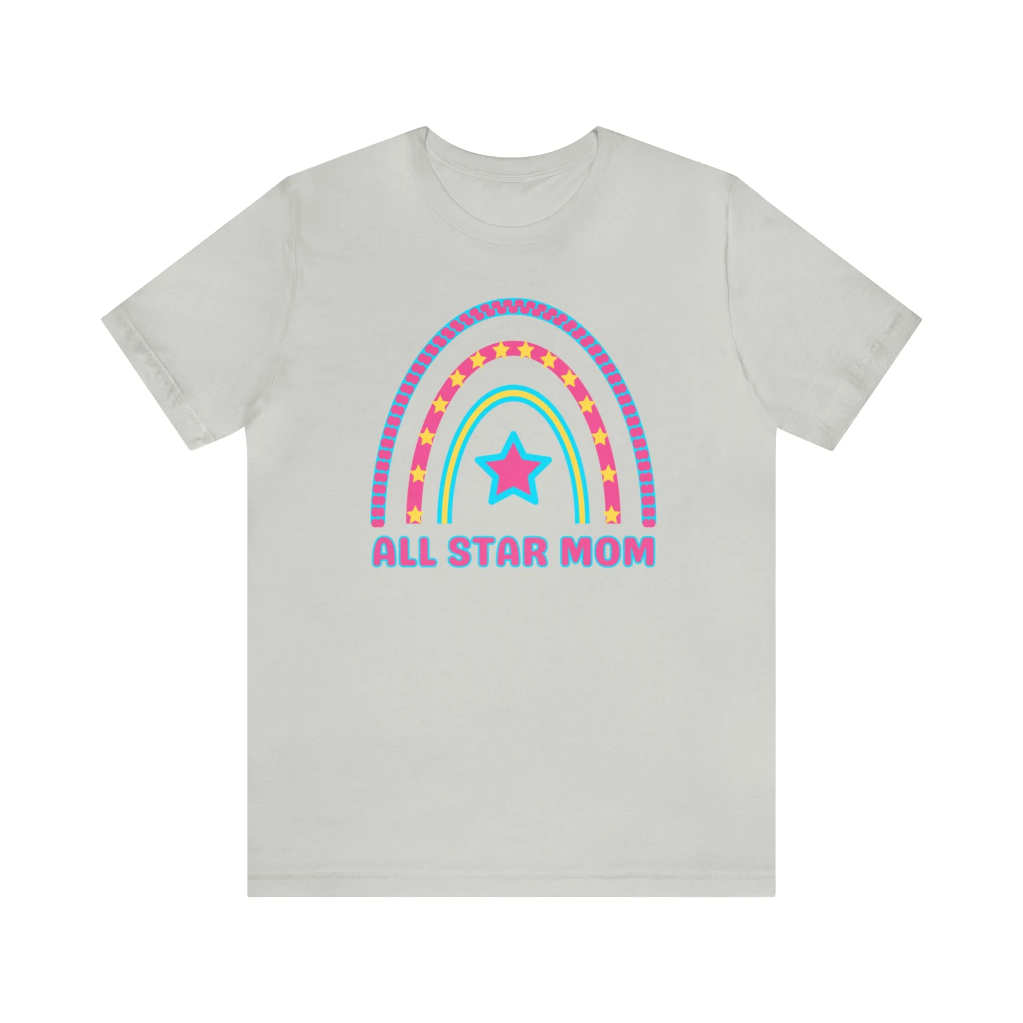 All Star Mom Pink Heart T-Shirt | Rainbow Mom Tee |  Bella Canvas 3001 Unisex |  Mother Short Sleeve Tshirt
