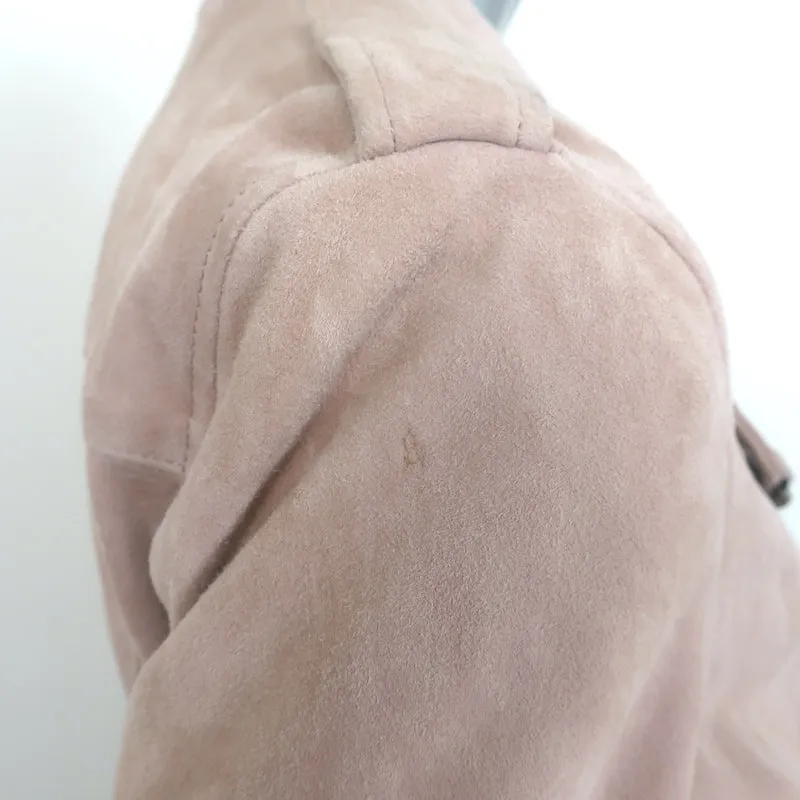 AllSaints Balfern Belted Suede Biker Jacket Blush Size US 8
