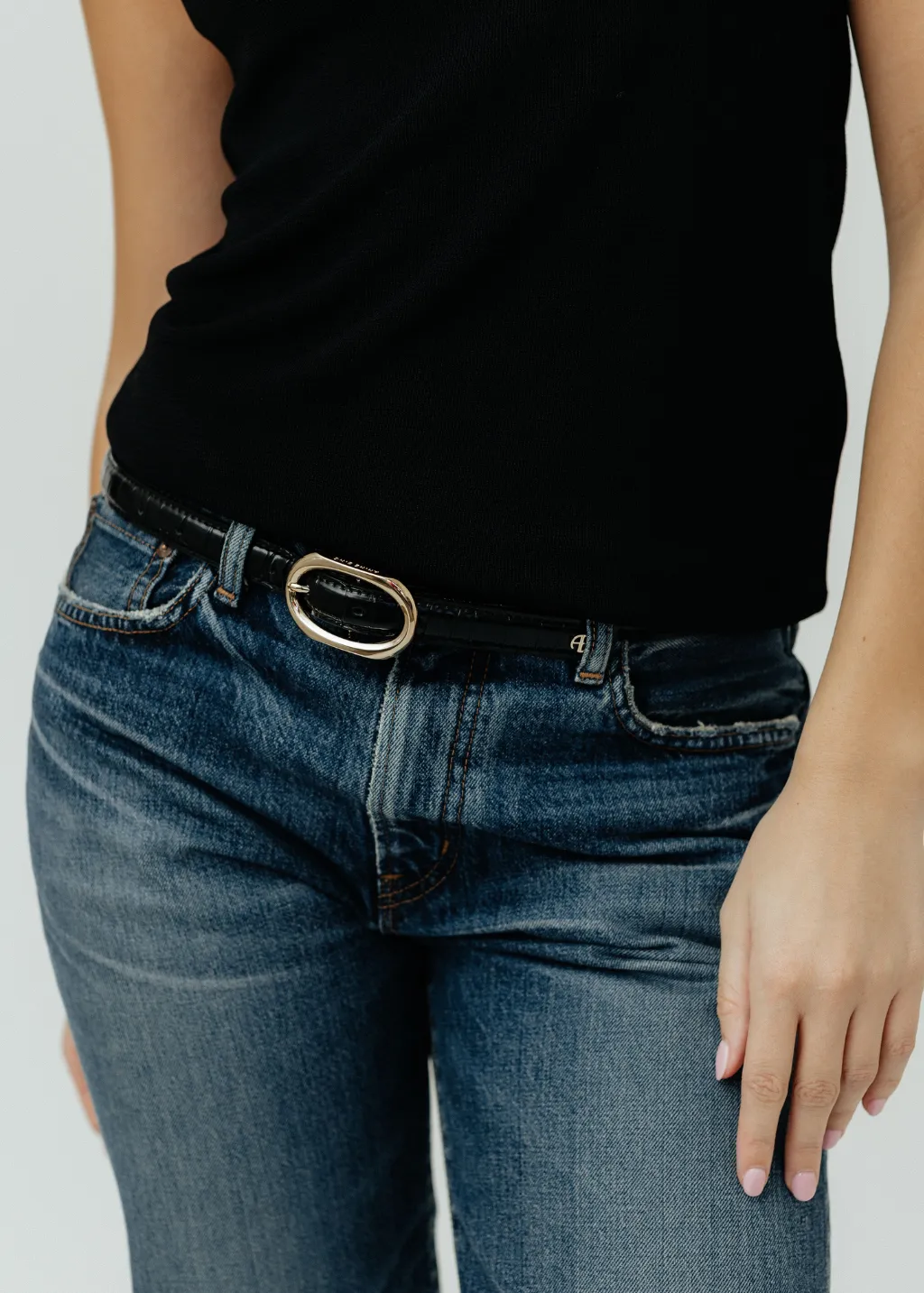 Anine Bing Mara Belt - Black Embossed