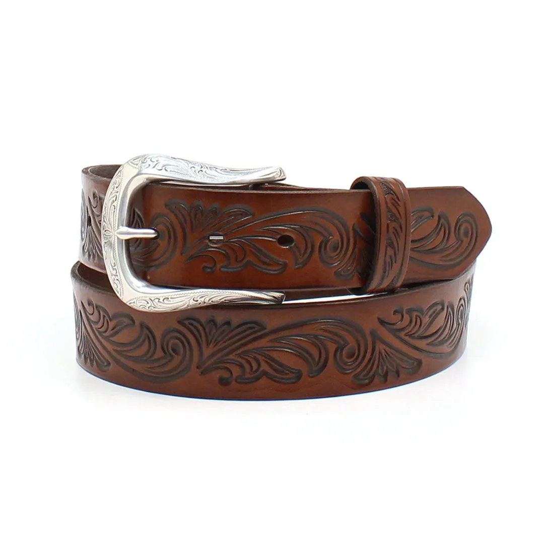 Ariat Women's Western Embossed Brown Leather Belt