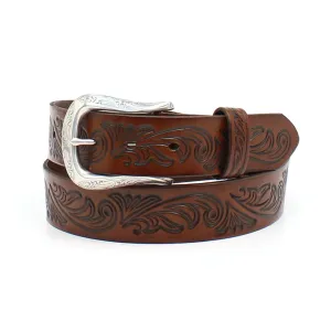 Ariat Women's Western Embossed Brown Leather Belt