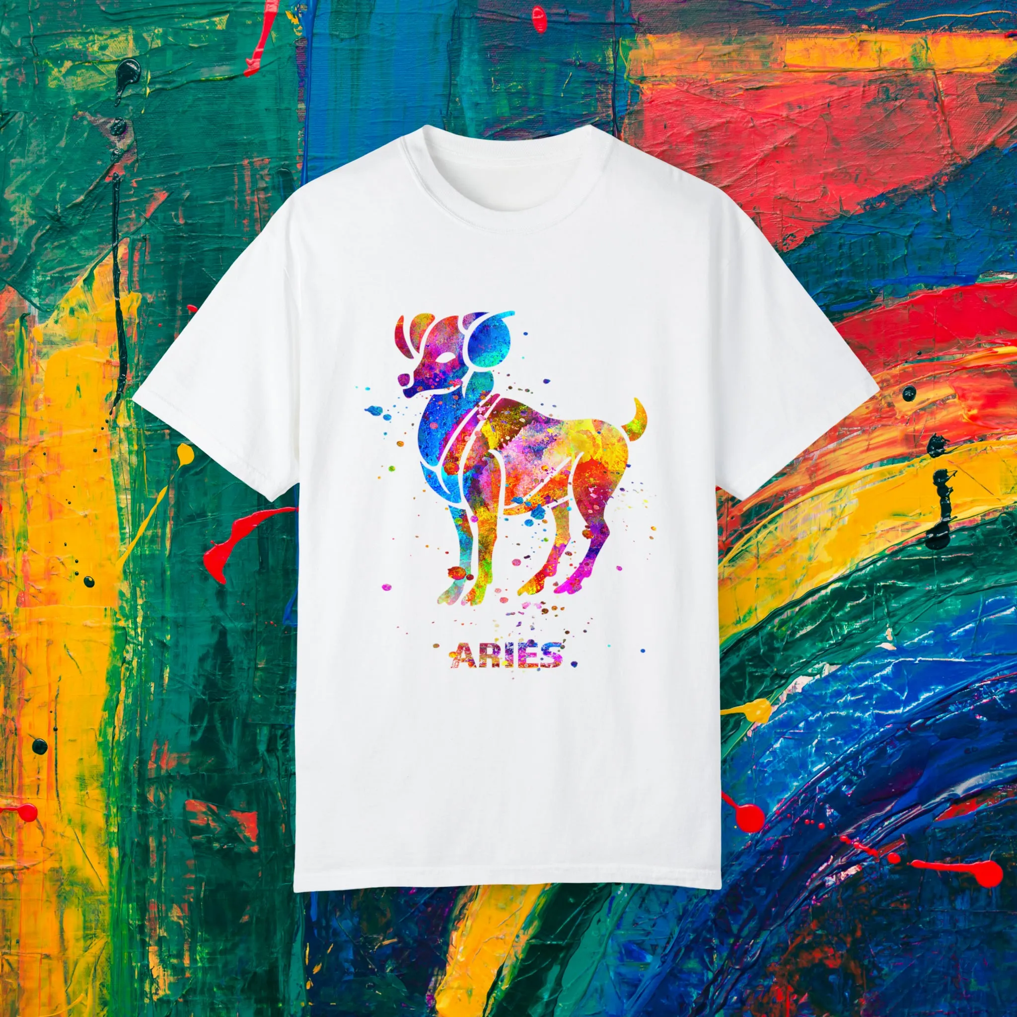 Aries Watercolor Unisex Garment-Dyed T-shirt