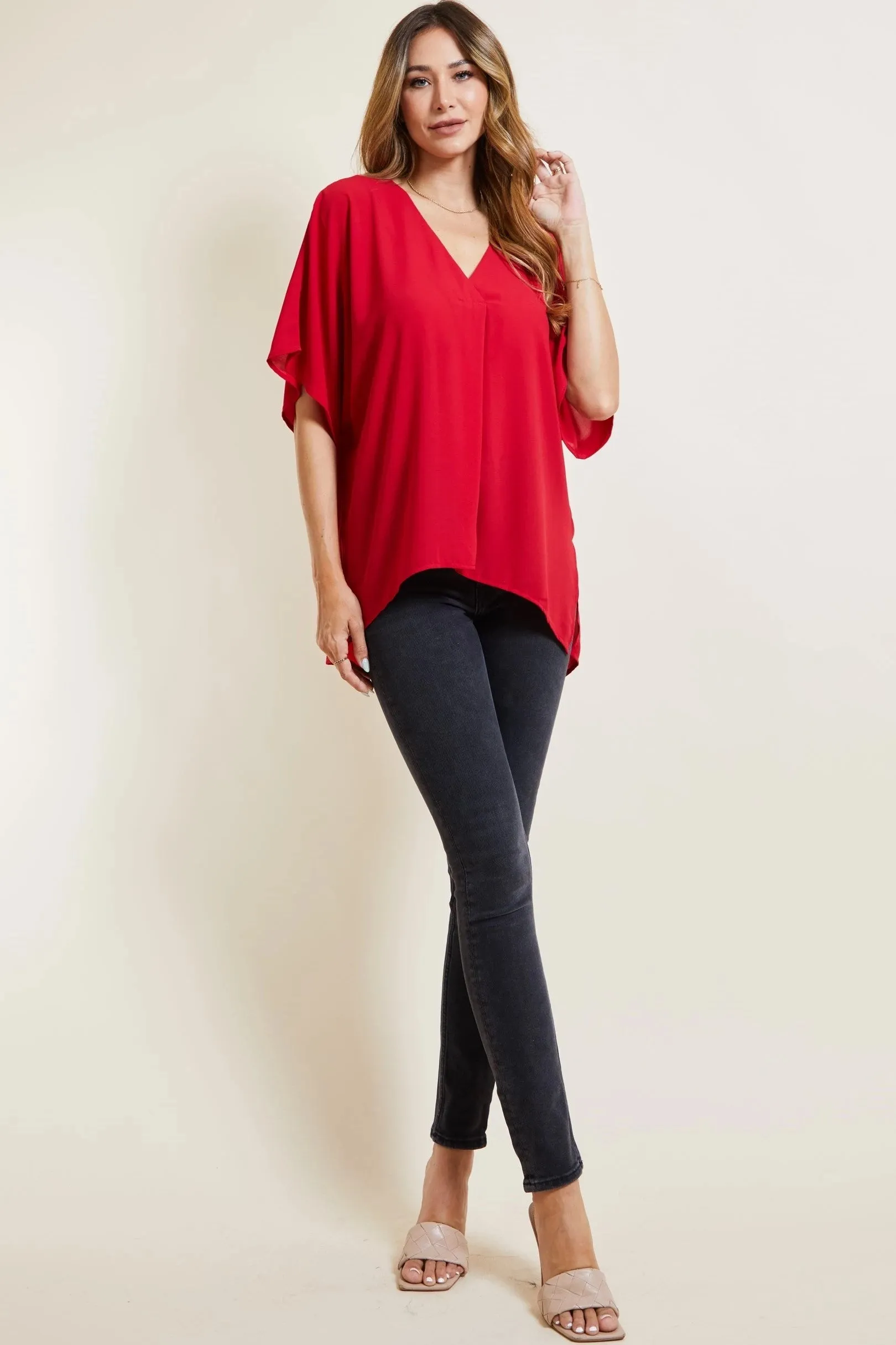 Ashley V Neck Pleated Blouse