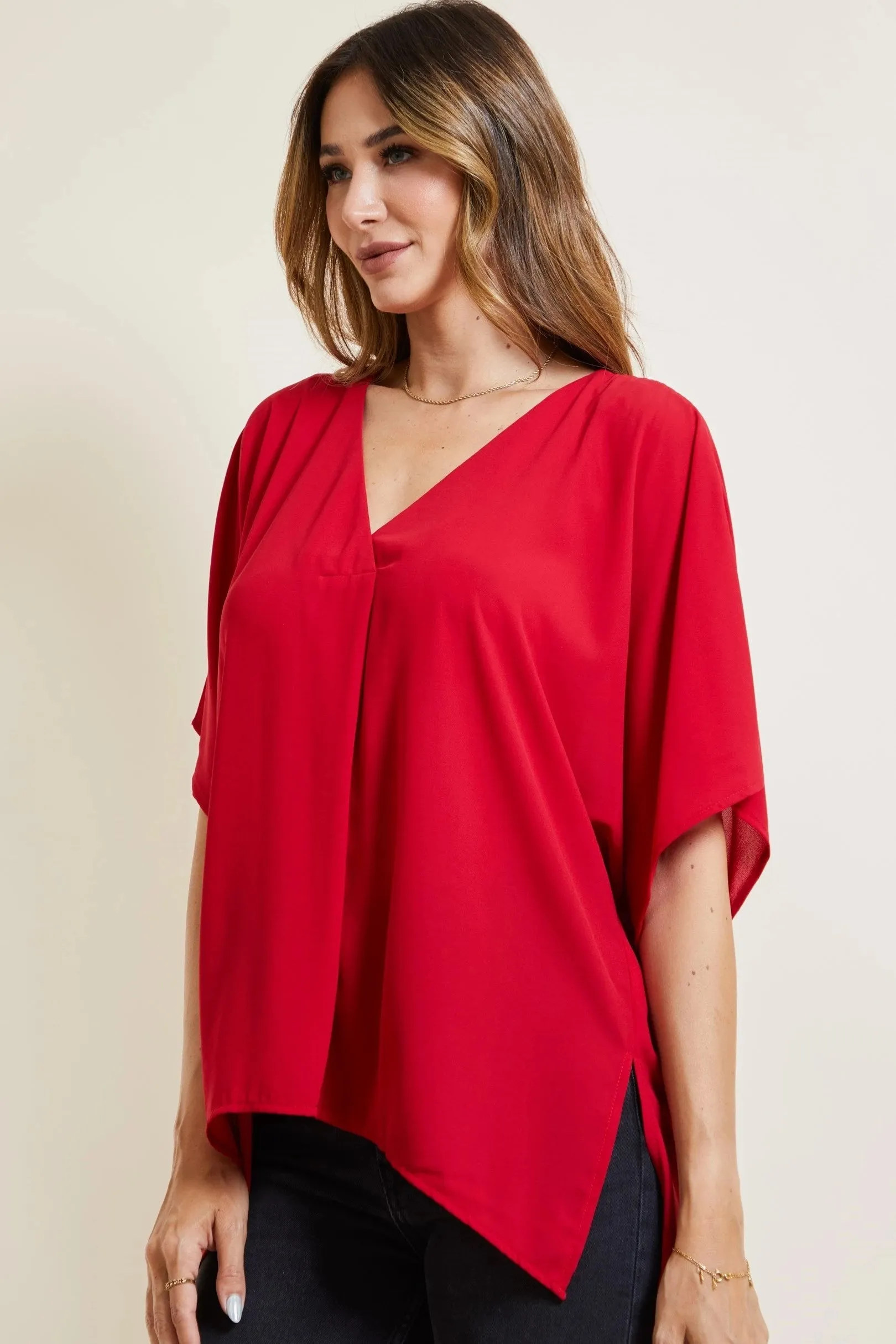 Ashley V Neck Pleated Blouse