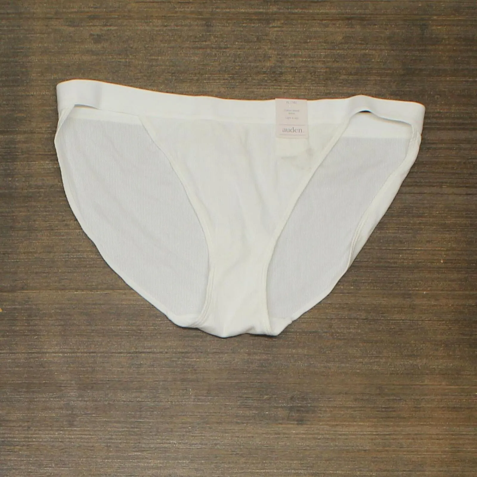 Auden Women's Cotton Ribbed Bikini 551215 White XL