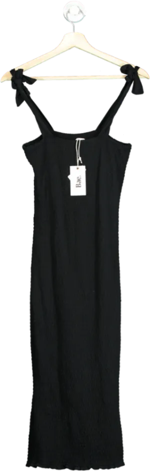 Bae. Black It's A Vibe Shirred Midi Dress UK XS
