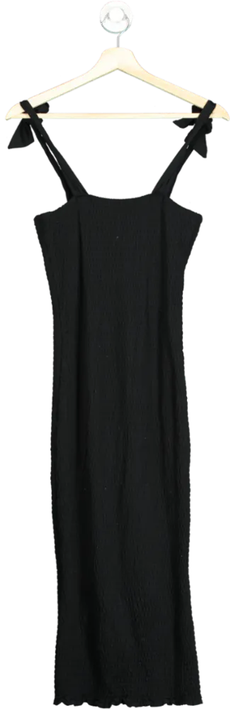 Bae. Black It's A Vibe Shirred Midi Dress UK XS