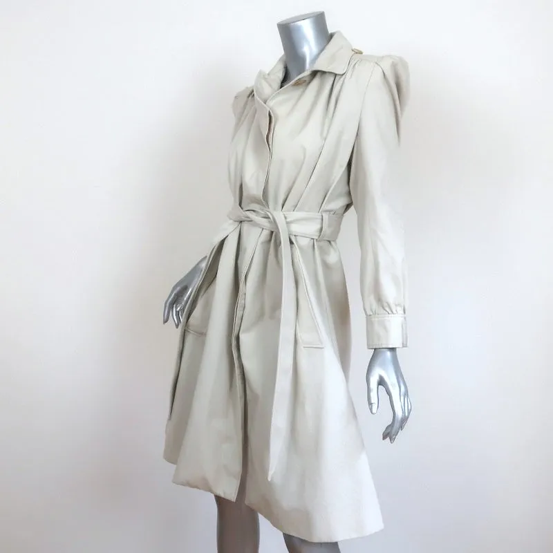 Balenciaga Pulled Puff Sleeve Coat Beige Cotton Size 34 Belted Jacket