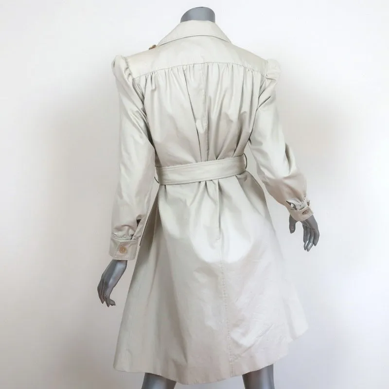 Balenciaga Pulled Puff Sleeve Coat Beige Cotton Size 34 Belted Jacket