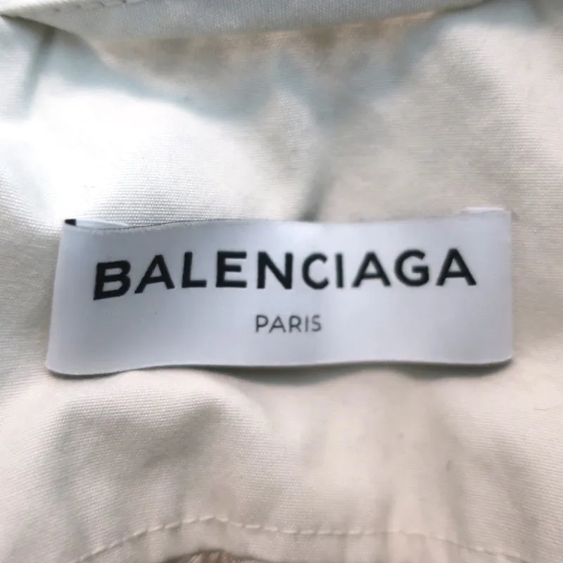 Balenciaga Pulled Puff Sleeve Coat Beige Cotton Size 34 Belted Jacket