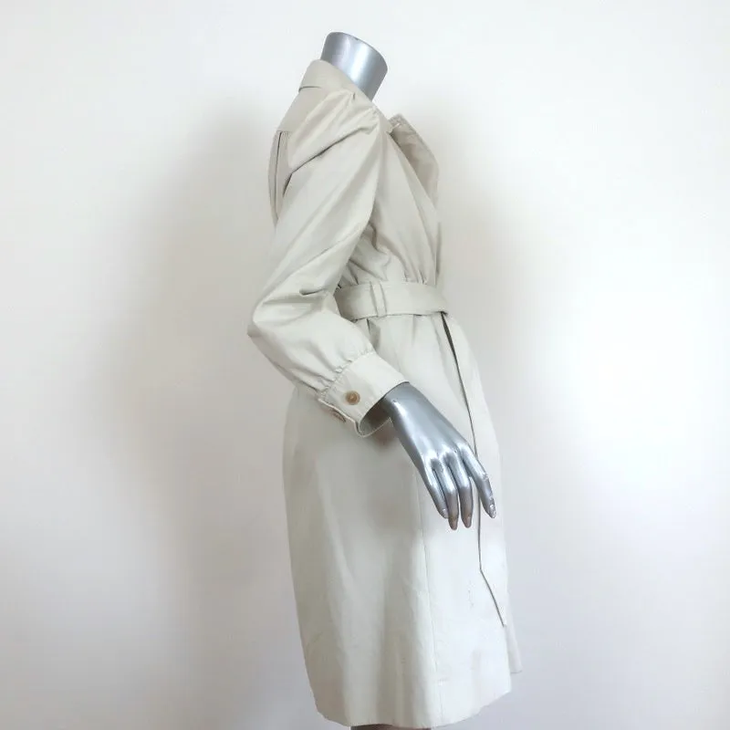 Balenciaga Pulled Puff Sleeve Coat Beige Cotton Size 34 Belted Jacket