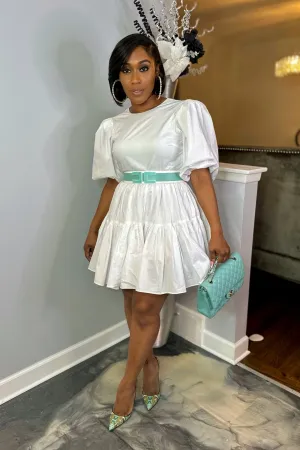 BALLOON SLEEVE MINI DRESS