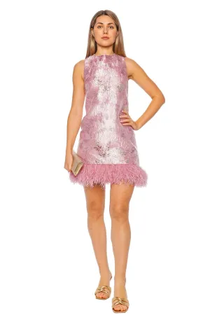 Belmond Floral Feather Trim Mini Dress