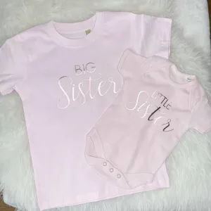 Big Sister Little Sister T Shirt Set Pink And Rose Gold