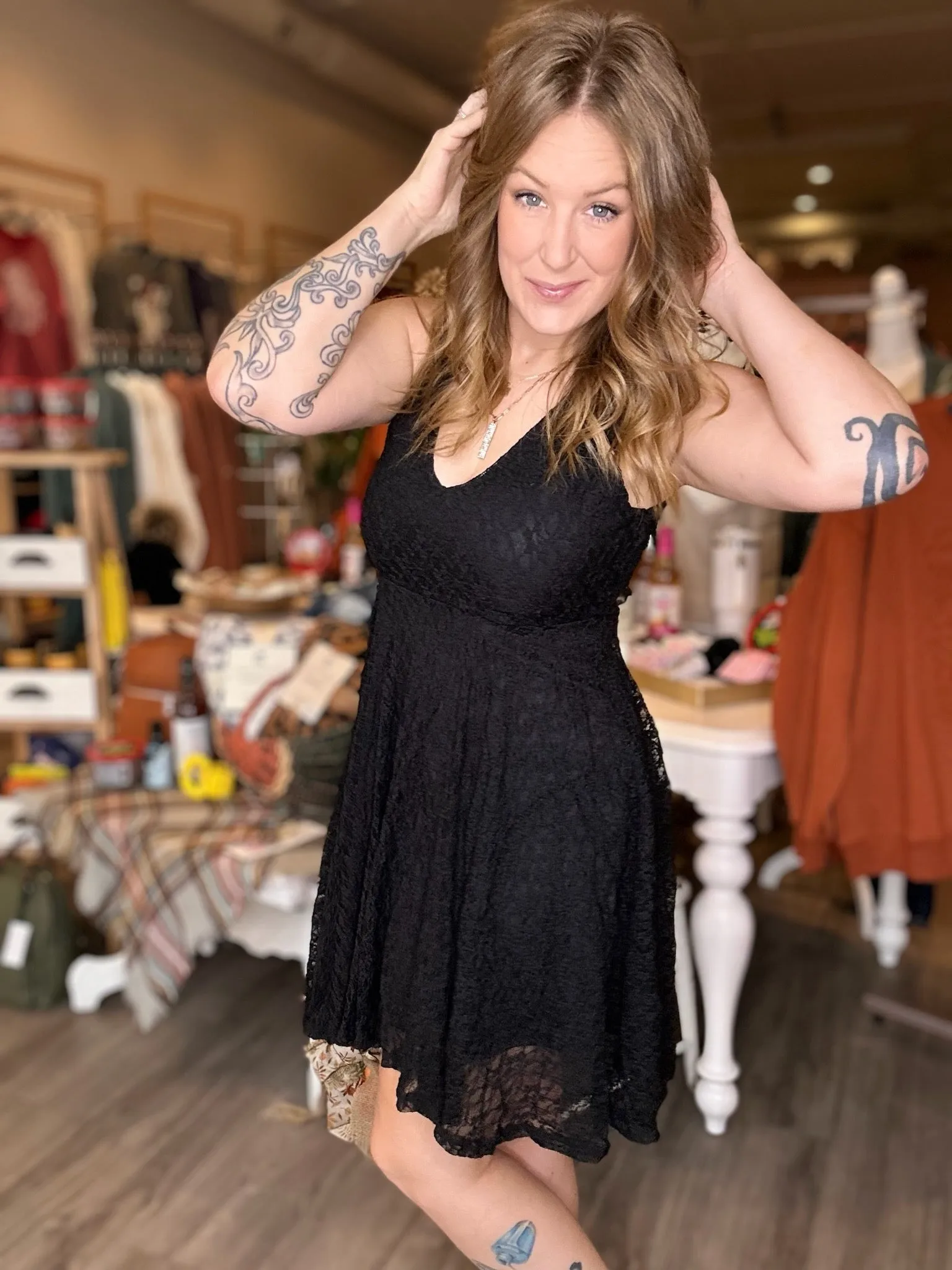 Black Lace Sleeveless Dress
