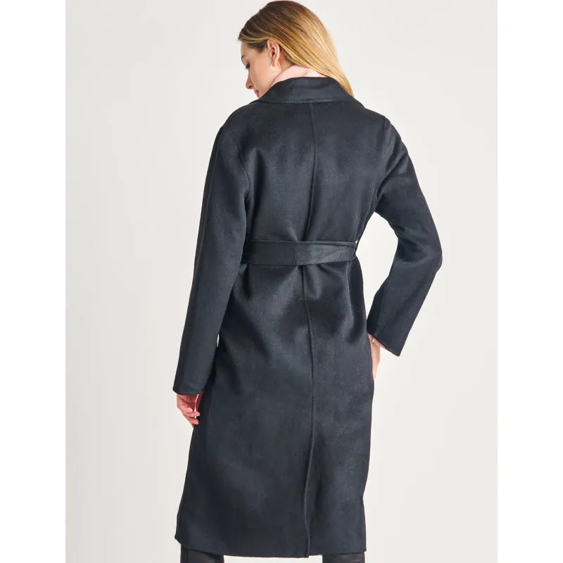 Black Tape Longline Belted Coat