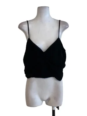 Black Textured Sweetheart Crop Top