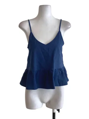 Blue Textured Ruffle Top YHF