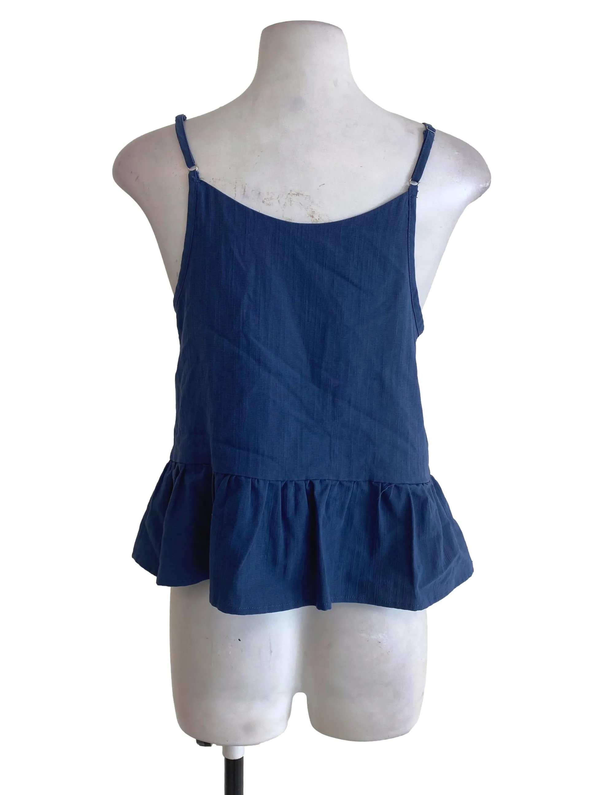 Blue Textured Ruffle Top YHF