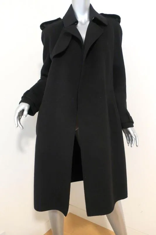 Bottega Veneta Cashmere Trench Coat Black Size 42 Belted Long Jacket