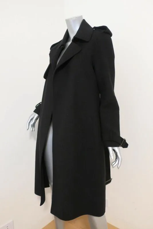 Bottega Veneta Cashmere Trench Coat Black Size 42 Belted Long Jacket