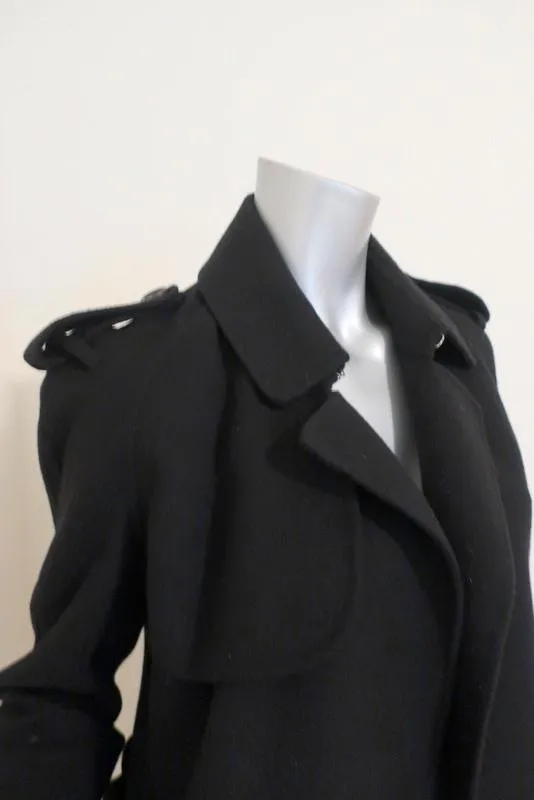 Bottega Veneta Cashmere Trench Coat Black Size 42 Belted Long Jacket
