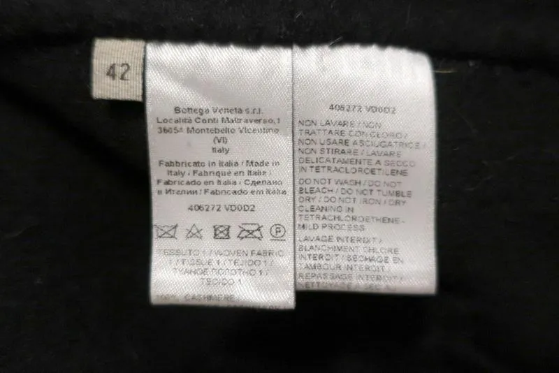 Bottega Veneta Cashmere Trench Coat Black Size 42 Belted Long Jacket