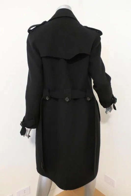 Bottega Veneta Cashmere Trench Coat Black Size 42 Belted Long Jacket
