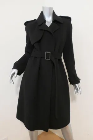 Bottega Veneta Cashmere Trench Coat Black Size 42 Belted Long Jacket
