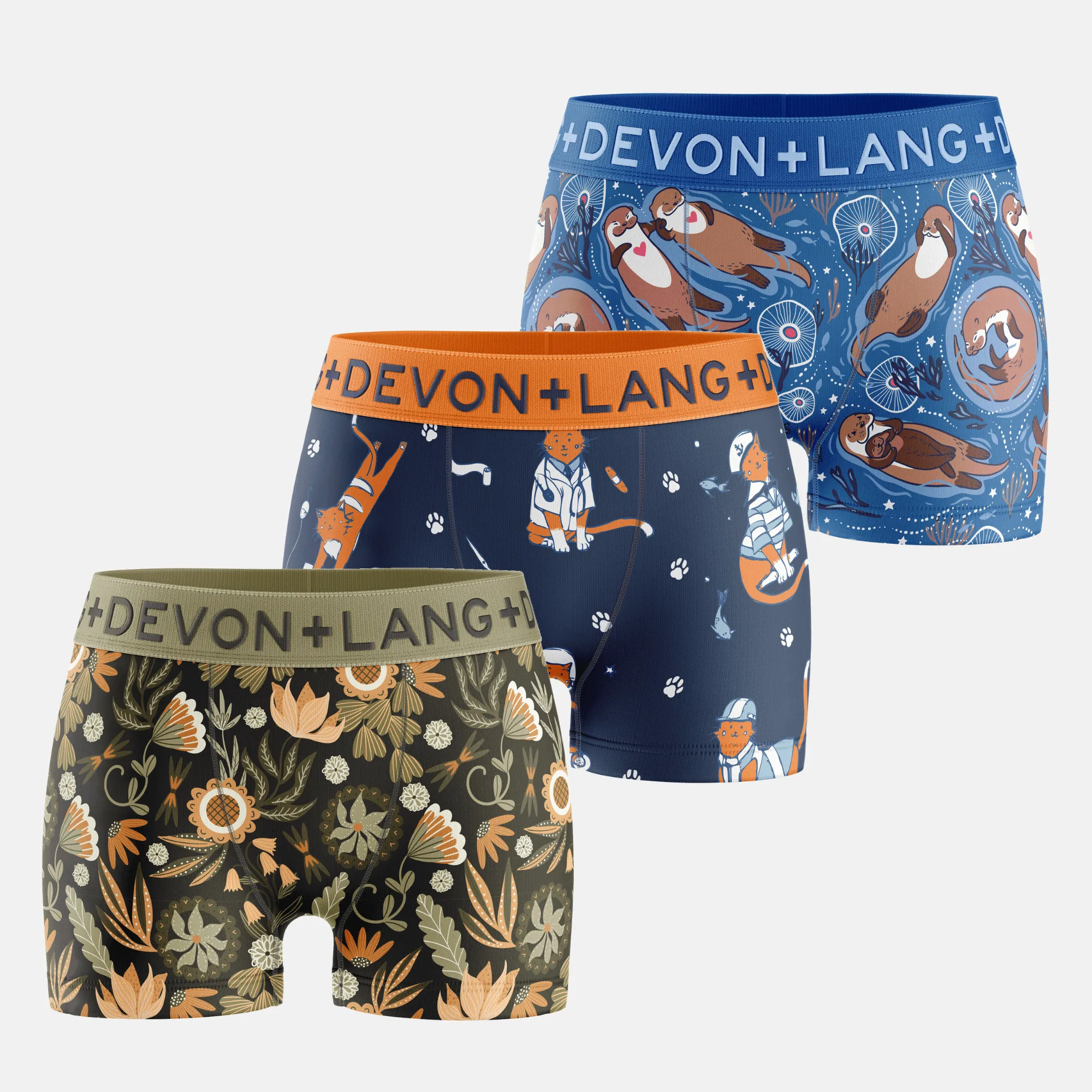 Bria Boyshort - Multi-Packs - Cats With Jobs/Fall Florals/Otters