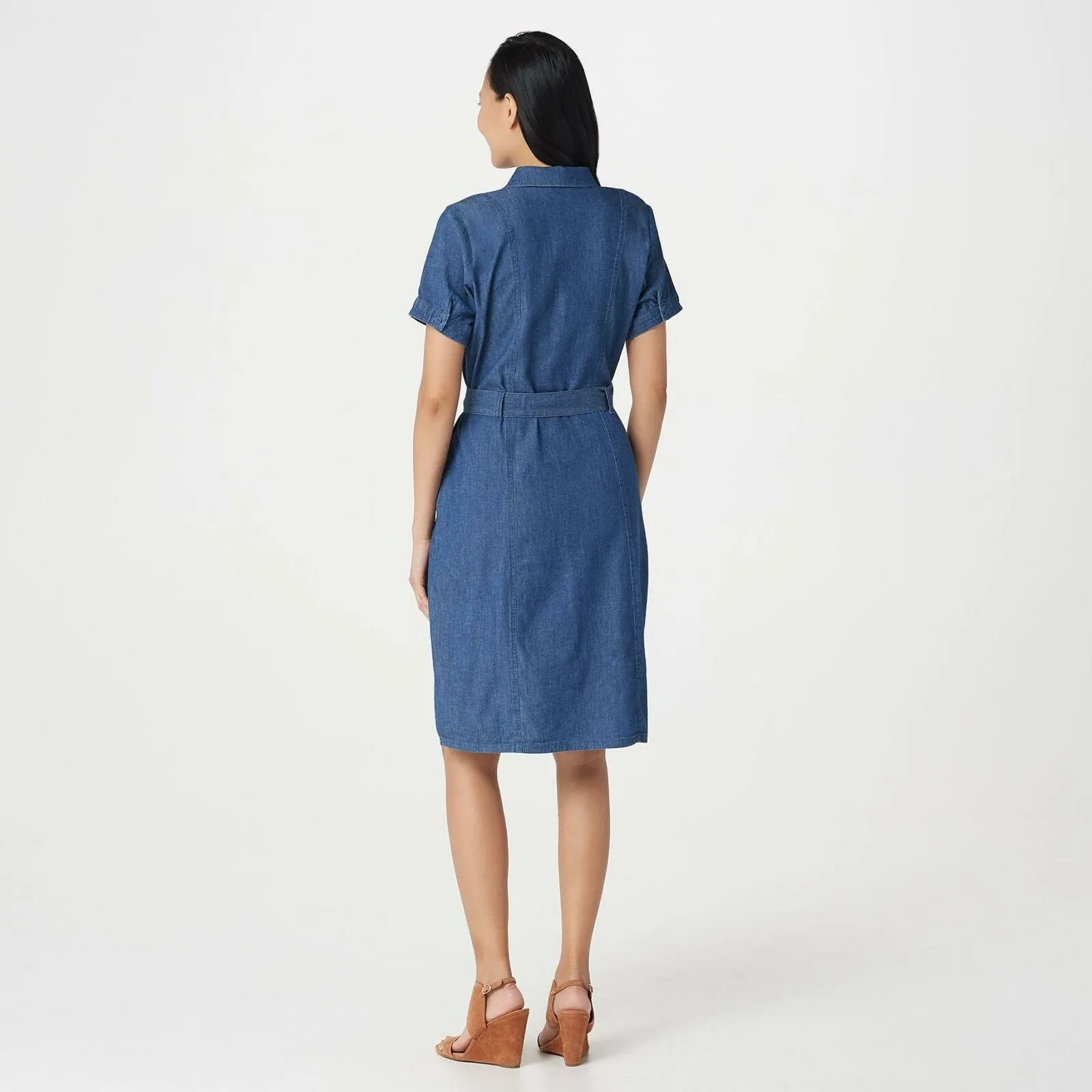 Brooke Shields Women's Timeless Short-Sleeve Denim Shirt Dress